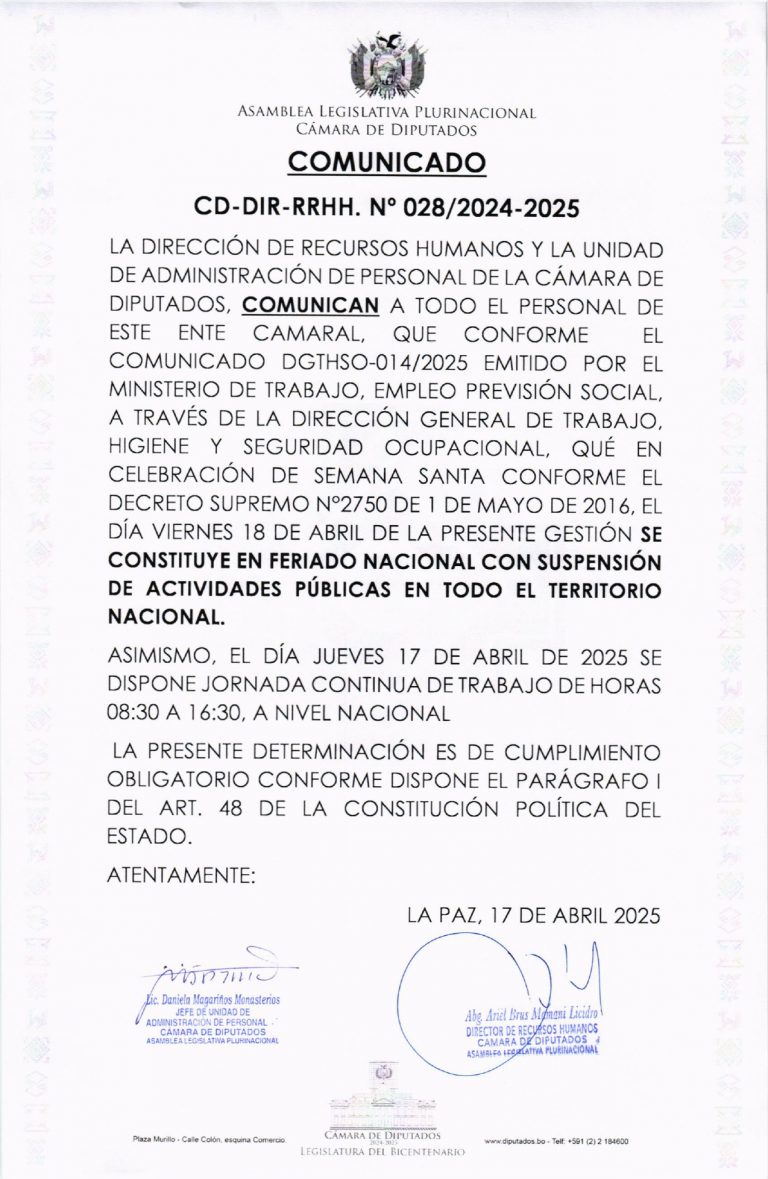 COMUNICADO CD-DIR-RRHH. N° 028/2024-2025