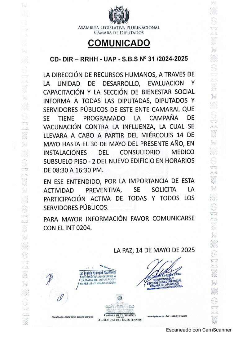 COMUNICADO CD-DIR-RRHH-UAP – S.B.S N° 31/2024-2025