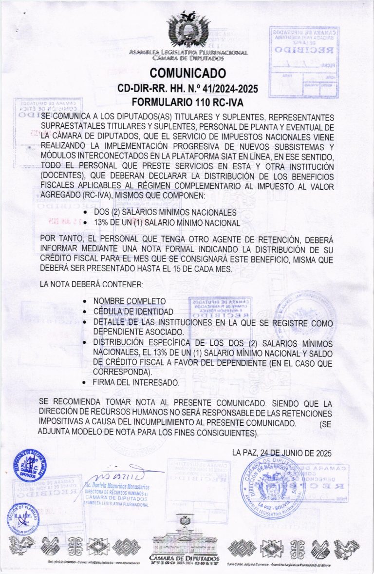 COMUNICADO CD-DIR-RR. HH. N° 41/2024-2025