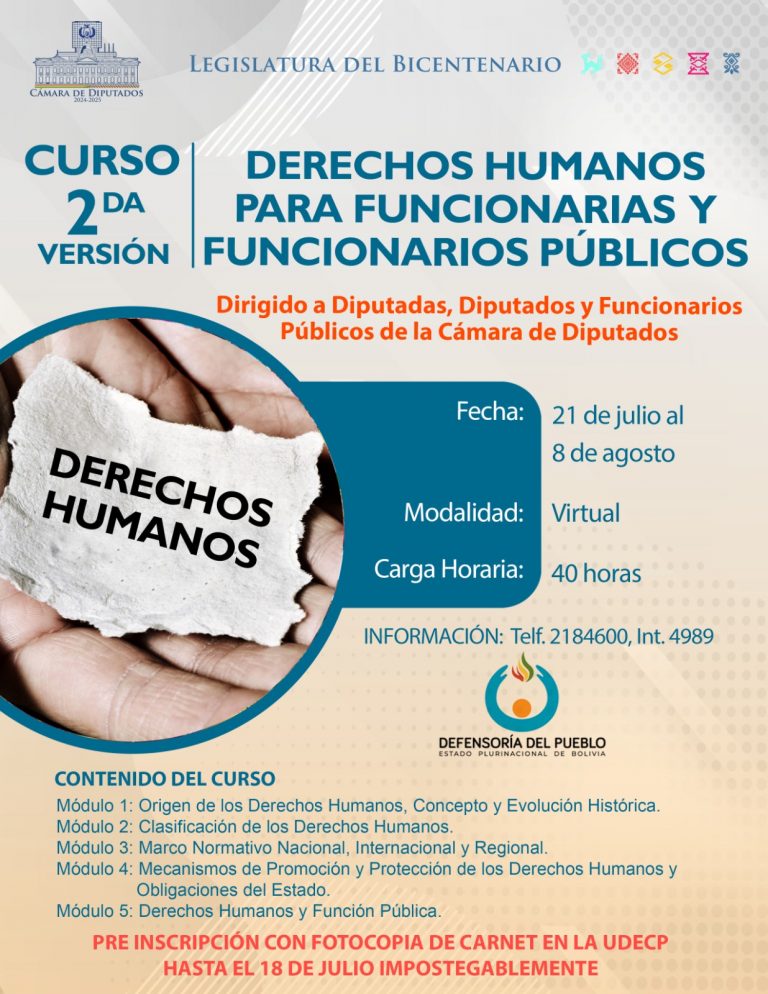 CURSO – DERECHOS HUMANOS PARA FUNCIONARIAS Y FUNCIONARIOS PÚBLICOS