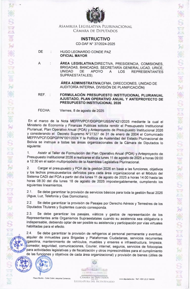 INSTRUCTIVO CD-DAF N° 37/2024-2025