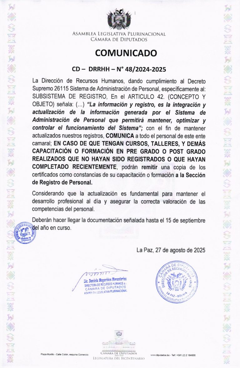COMUNICADO CD – DRRHH N° 48/2024-2025