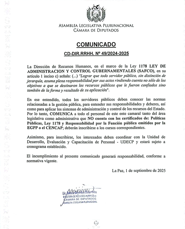 COMUNICADO CD – DIR.RRHH. N° 49/2024-2025