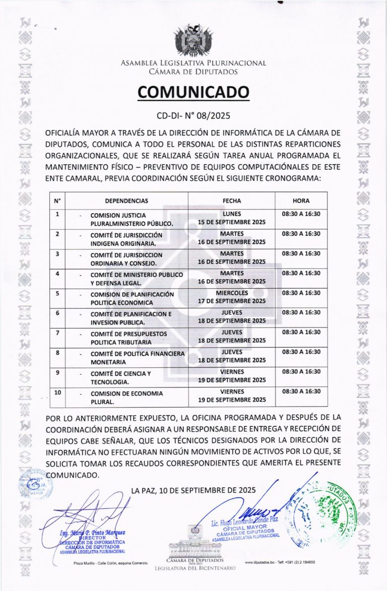 COMUNICADO CD-DI- N° 08/2025