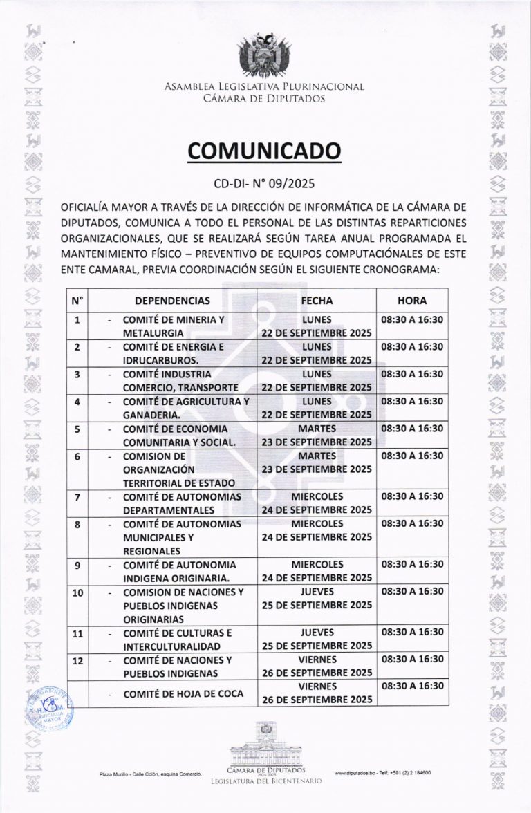 COMUNICADO CD-DI- N° 09/2025