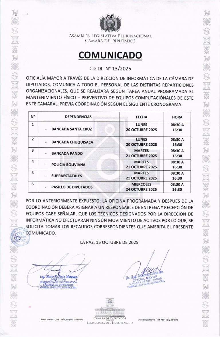 COMUNICADO CD-DI- N° 13/2025