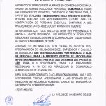 COMUNICADO CD-DRRHH-N° 14/2025-2026
