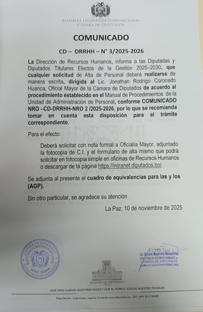 COMUNICADO CD-DRRHH – N° 3/2025-2026