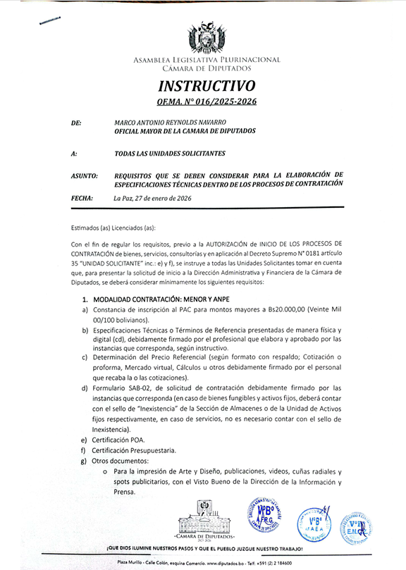 INSTRUCTIVO OFMA N° 015/ 2025-2026