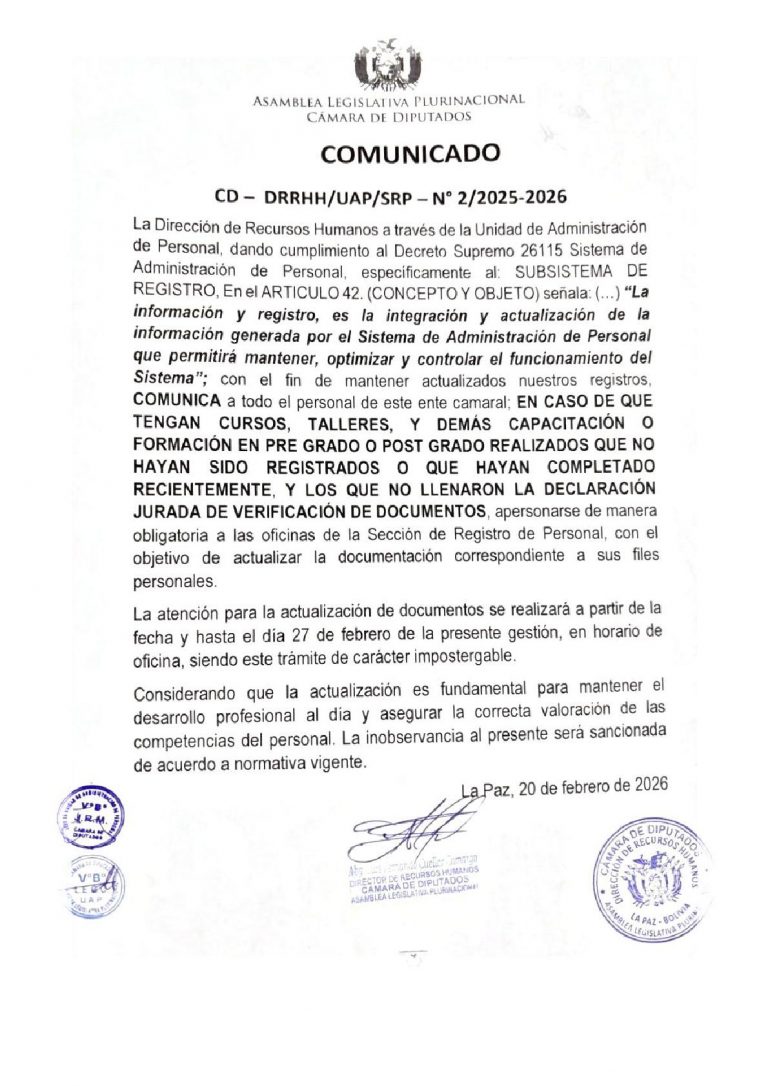 COMUNICADO CD – DRRHH-UAP-SRP- N°2-2025-2026