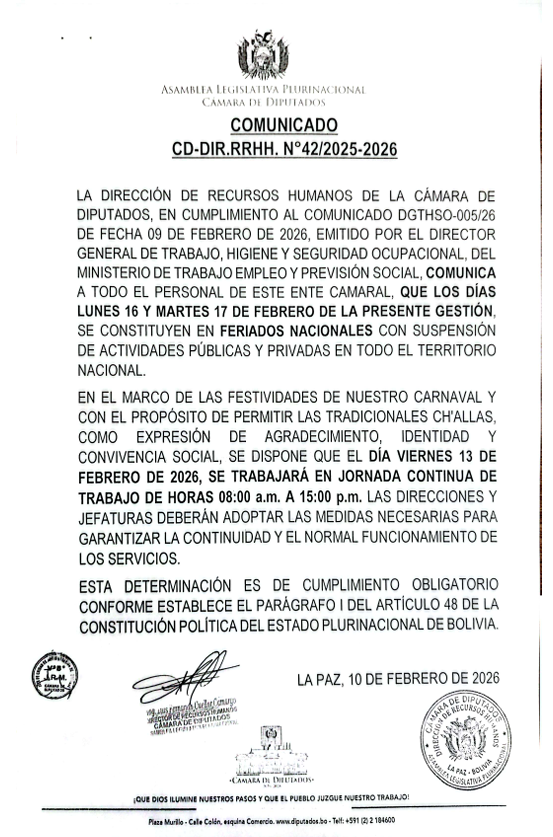 COMUNICADO PLATAFORMAS CIUDADANAS OF.MA. N° 016/2025-2026