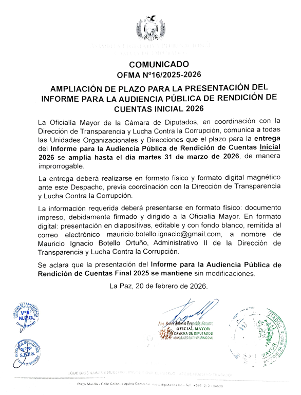 COMUNICADО OFMA N°16/2025-2026