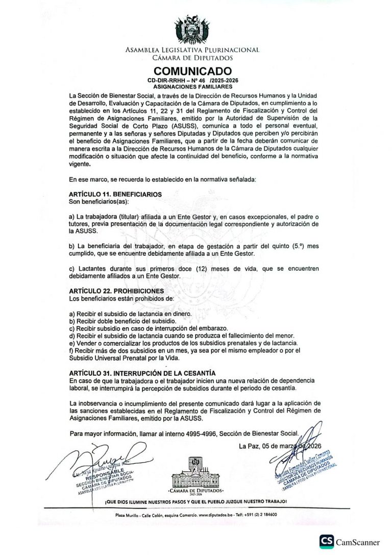 COMUNICADO CD-DIR-RRHH – N° 46/ 2025-2026 ASIGNACIONES FAMILIARES