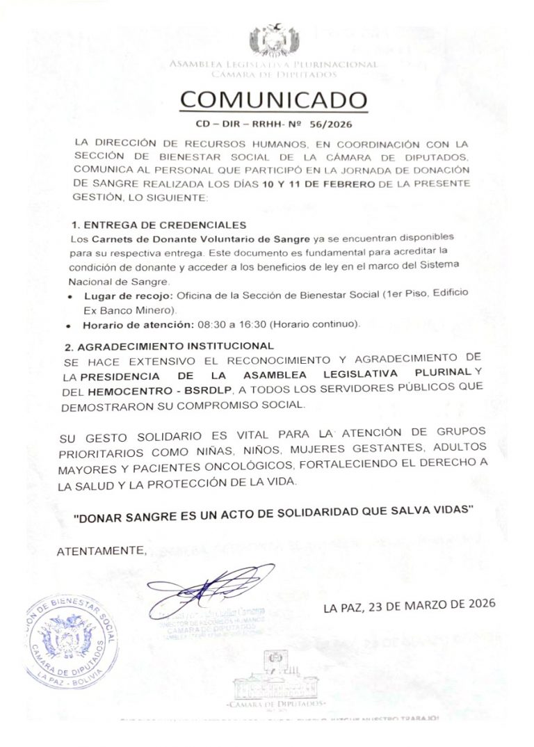 COMUNICADO CD – DIR – RRHH –  N° 56/2026