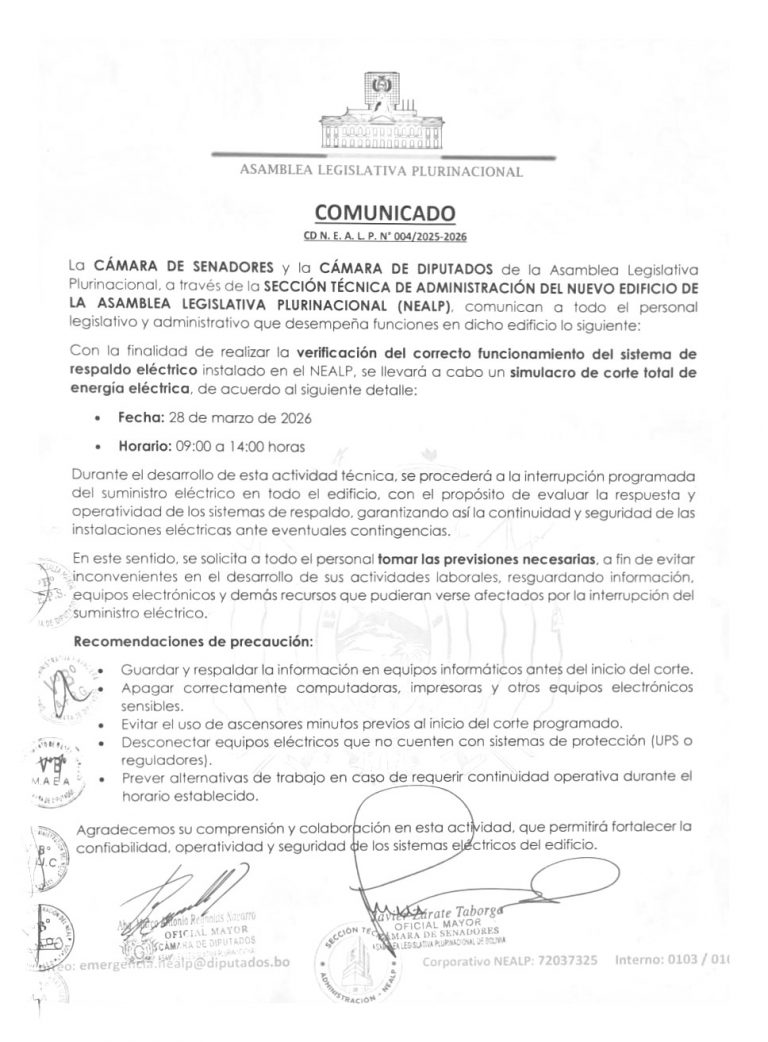 COMUNICADO CD N.E.A.L.P N° 004/2025-2026