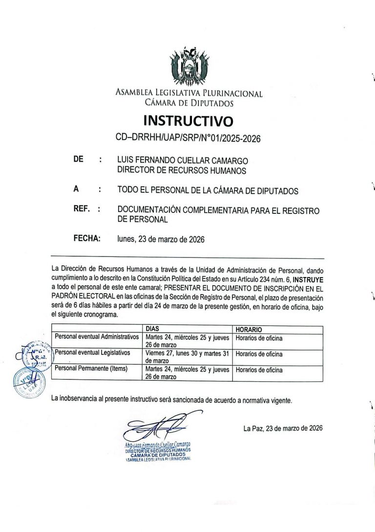 INSTRUCTIVO CD-DRRHH-UAP/SRP/N°01/2025-2026