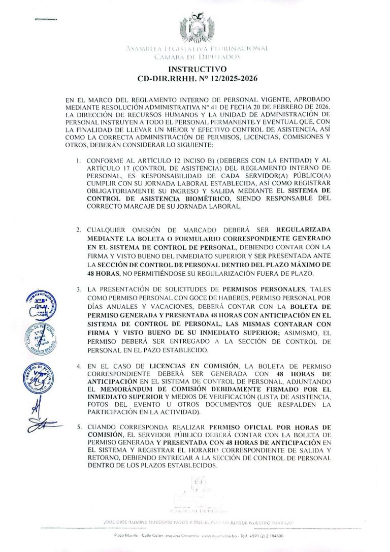 INSTRUCTIVO CD-DIR.RRHH. N° 12/2025-2026