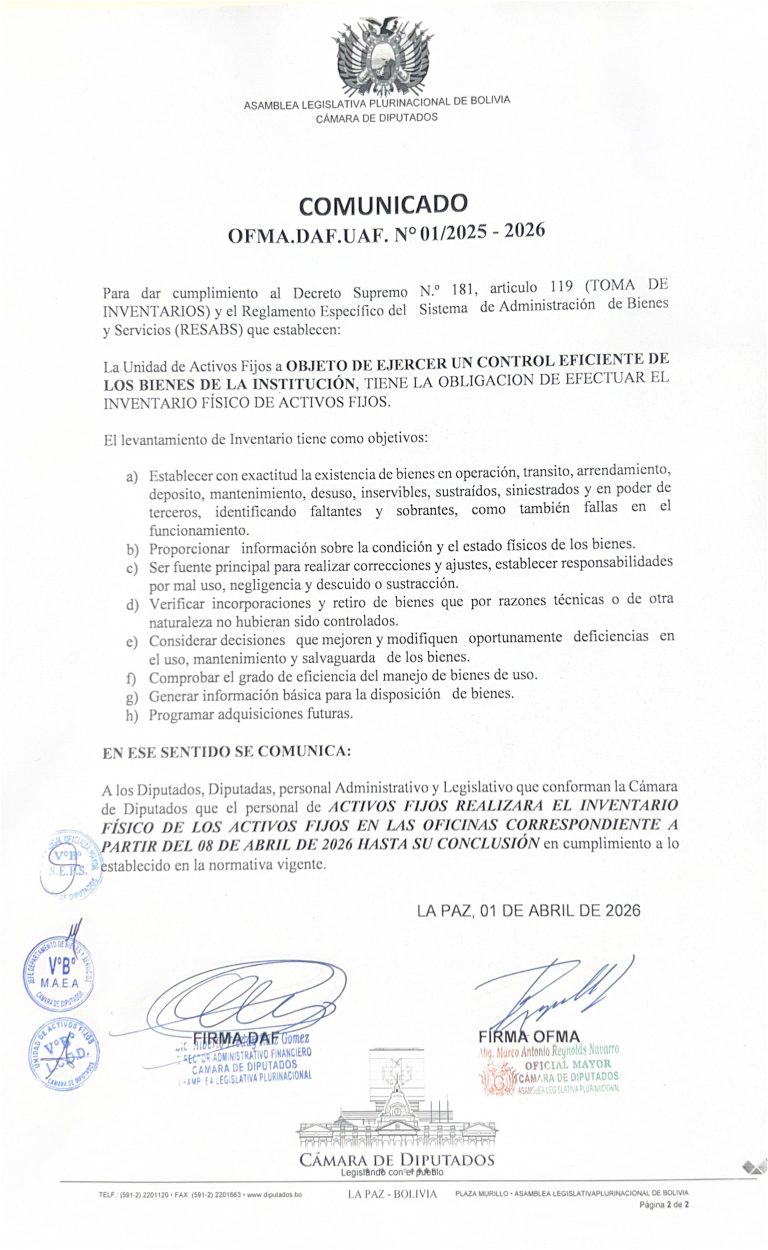 COMUNICADO OFMA.DAF.UAF. N° 01/2025-2026