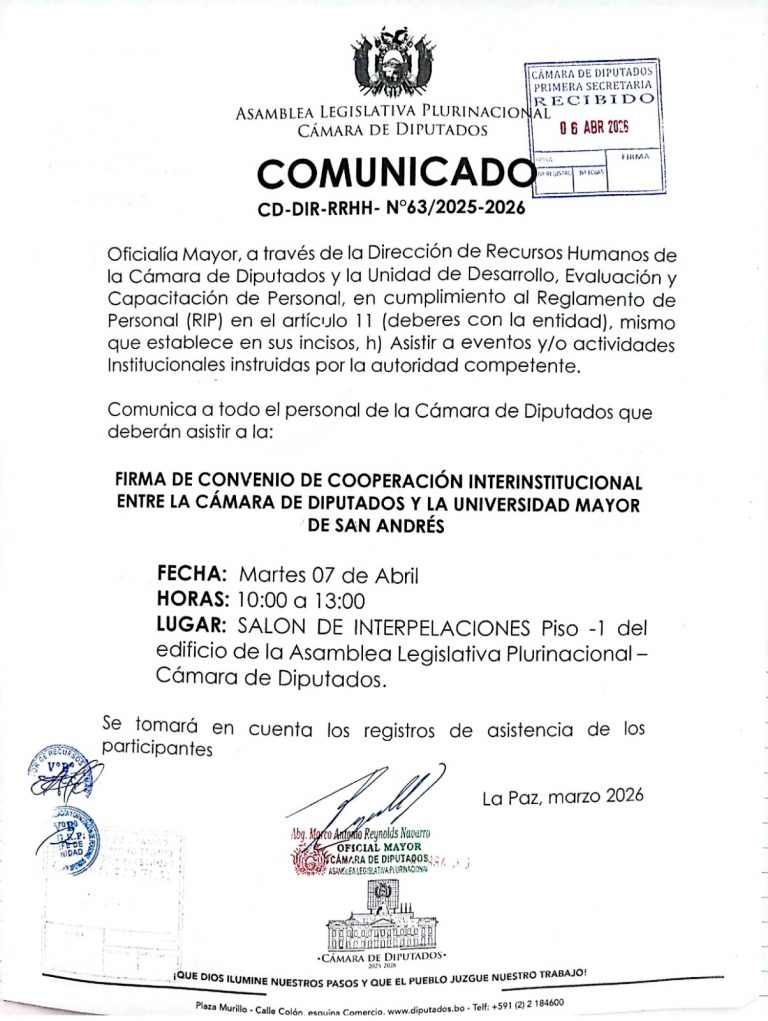 COMUNICADO CD-DIR-RRHH- N°63/2025-2026