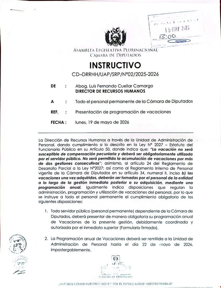 INSTRUCTIVO CD-DRRHH/UAP/SRP/N°02/2025-2026
