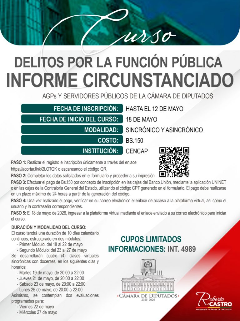CURSO DELITOS POR LA FUNCIÓN PÚBLICA INFORME CIRCUNSTANCIADO