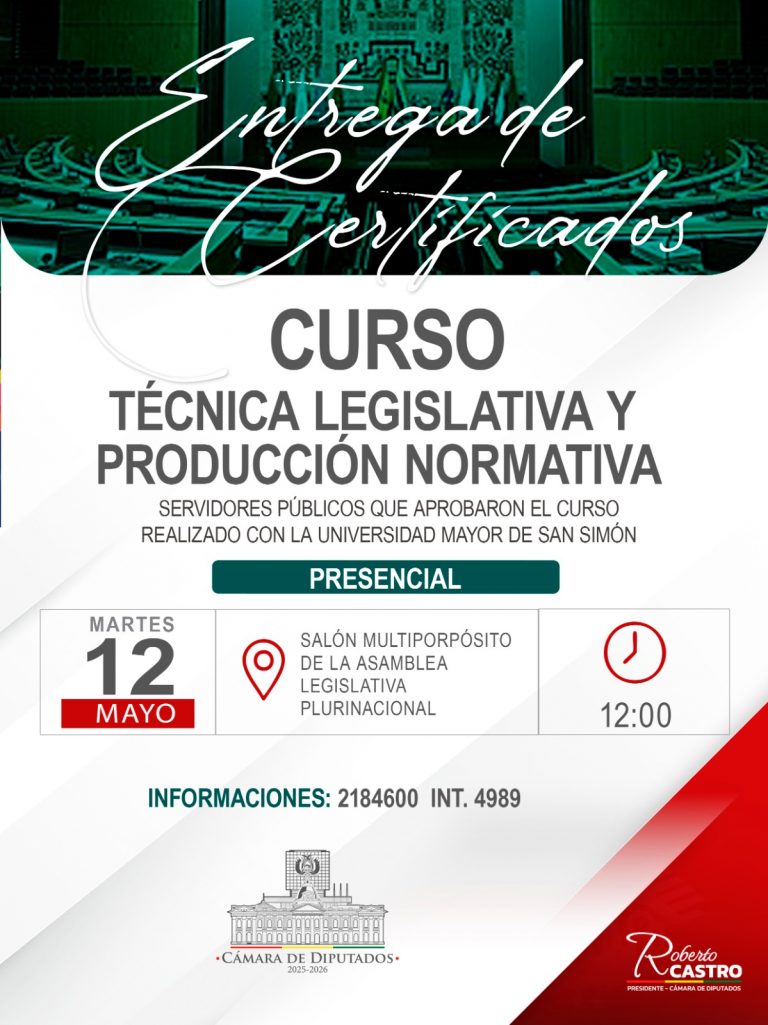 ENTREGA DE CERTIFICADOS CURSO TÉCNICA LEGISLATIVA Y PRODUCCIÓN NORMATIVA
