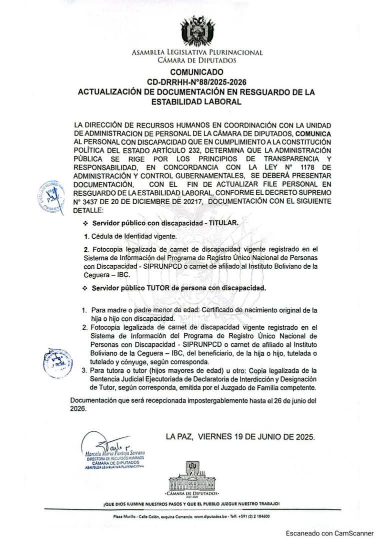 COMUNICADO CD-DRRHH-N°88/2025-2026 ACUTALIZACION DE DOCUMENTACION