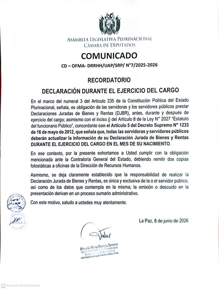 COMUNICADO CD-OFMA-DRRHH/UAP/SRP/ N°7/2025-2026