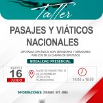 TALLER DE PASAJES Y VIÁTICOS NACIONALES