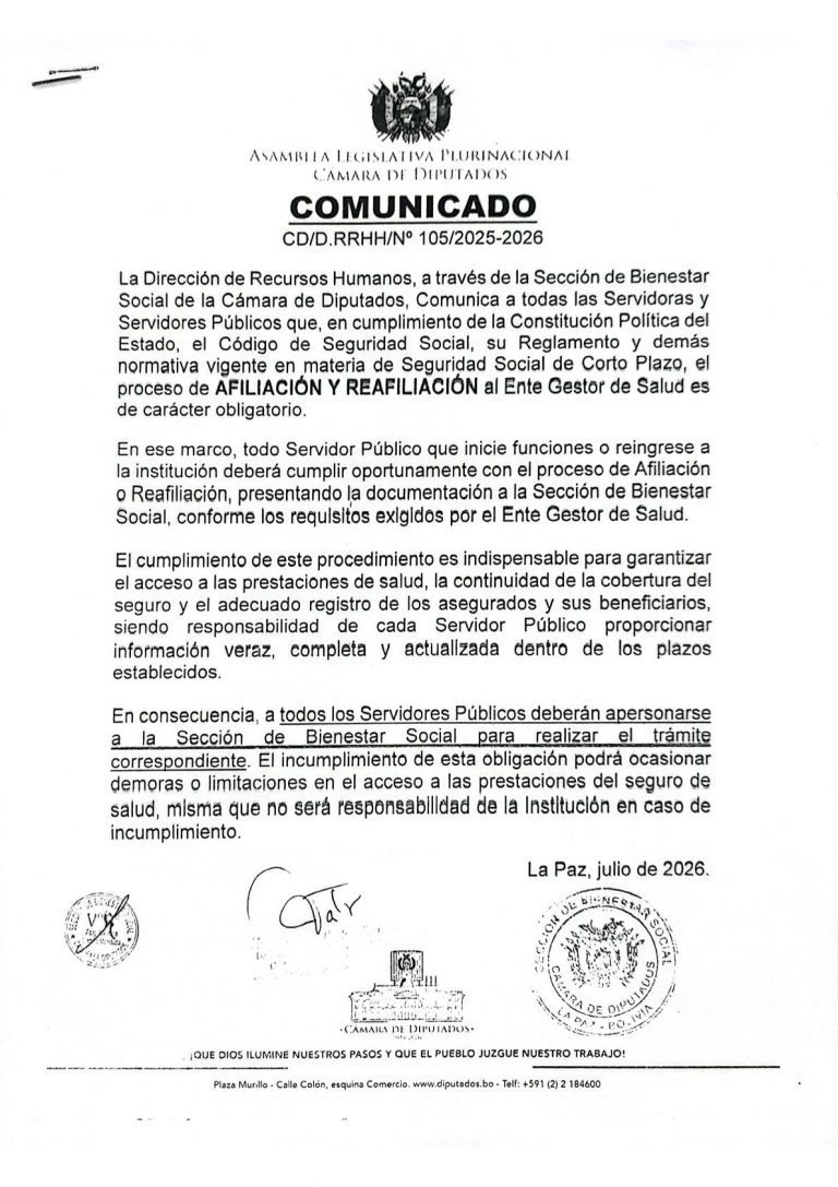 COMUNICADO CD/D.RRHH/N° 105/2025-2026