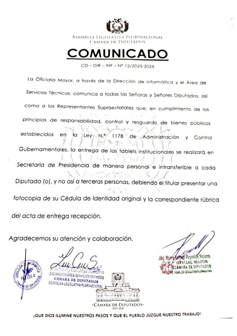 COMUNICADO CD-DIR-INF- N° 12/2025-2026