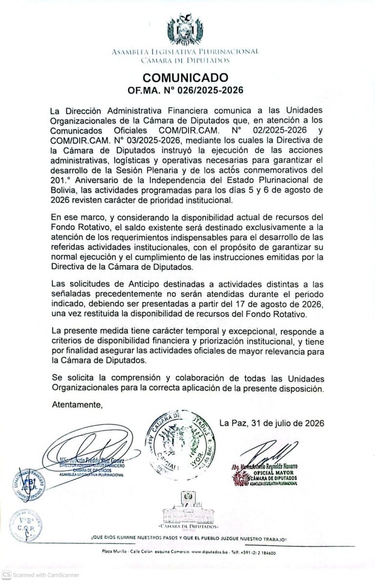 COMUNICADO OF.MA. N° 026/2025-2026