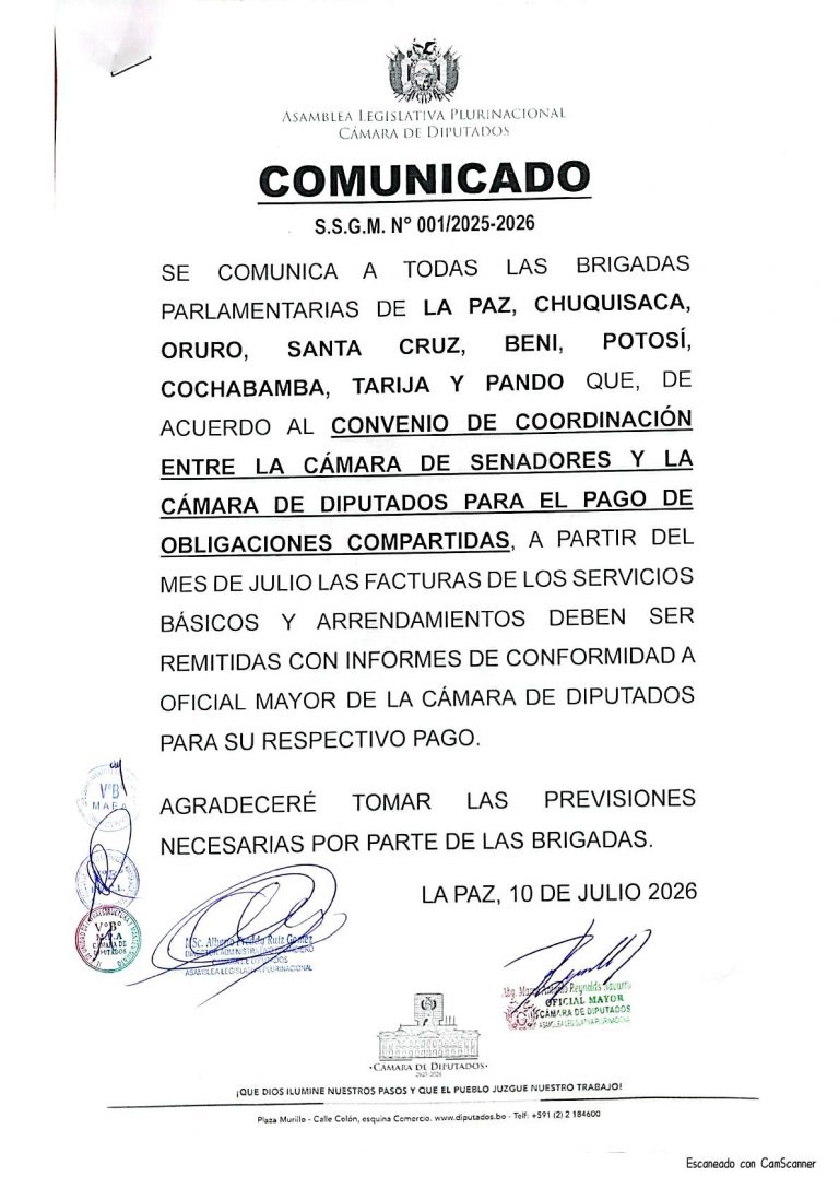 COMUNICADO S.S.G.M. N° 001/2025-2026