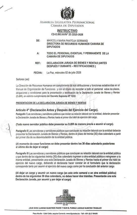 INSTRUCTIVO CD-D.RR.HH/N° 25 /2025-2026